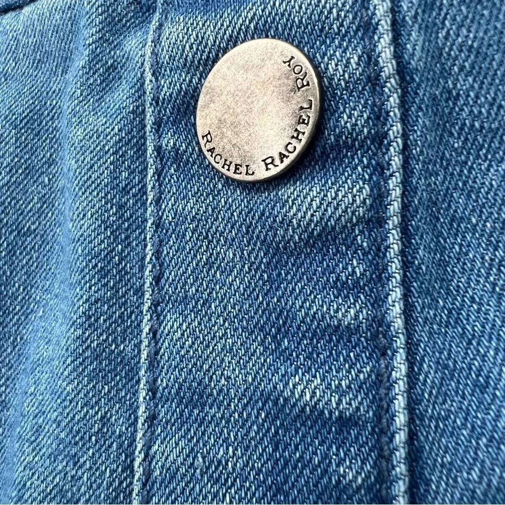 Rachel Rachel Roy Medium Blue Wash Button Placket A-Line Mini Denim Jean Skirt - Picture 11 of 13